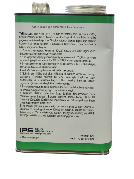 Pvc Yapıştırıcısı Weld On 717 PVC U 3.785L.