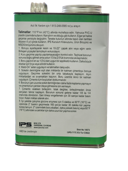 Weld-On Pvc Yapıştırıcısı 717 PVC U 3.785L.
