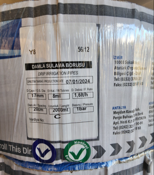 Egeyıldız Yassı (Sezonluk) Damlama 17 mm 8 mil 20 cm 1,6lt/h