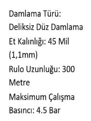 Eurodrip 20 lik Deliksiz Düz Damlama 1.2 mm 300 Mt Yuvarlak Damlama