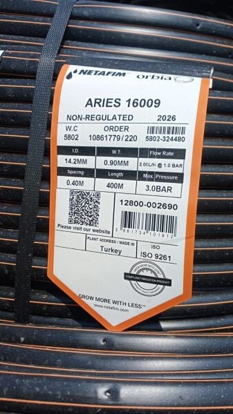 Arıes™ 16009 ( 16 Mm 40 Cm 2lt/h 400 Metre ) Çok Yıllık Yuvarlak Damla Sulama Borusu