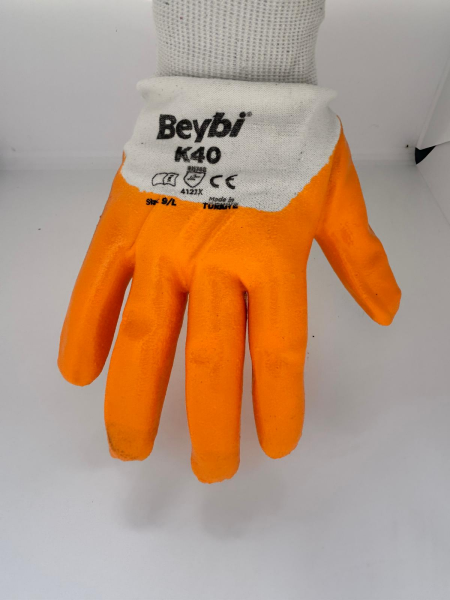K40 Nitril Kaplı Pamuk ve Polyester Örgü Eldiven (9/L)