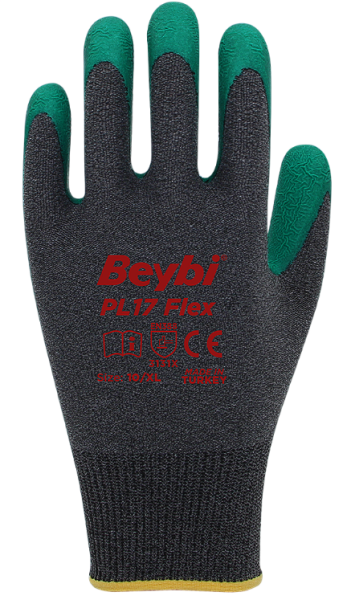 PL17 Flex Likralı İpten Örme Lateks Eldiven (10/XL)